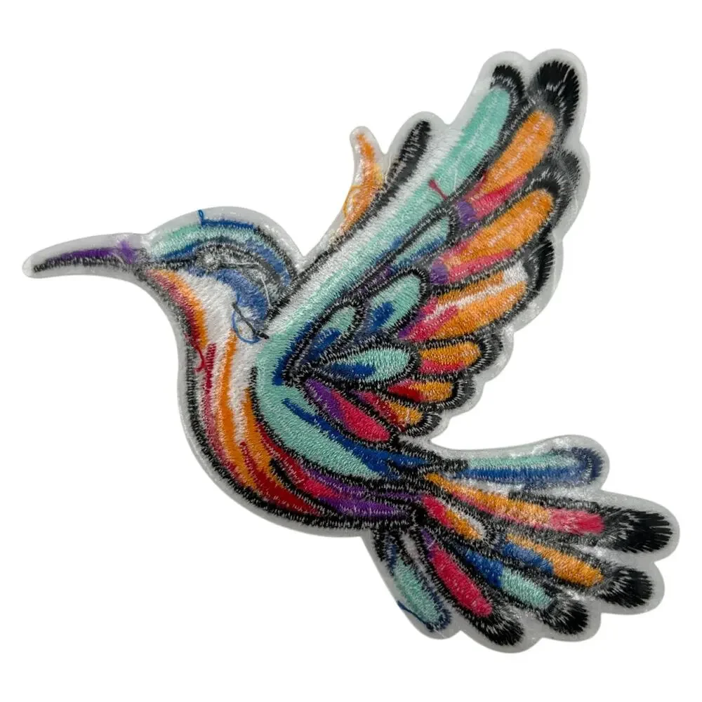 Multicolor Colorful Hummingbird Iron On Patch
